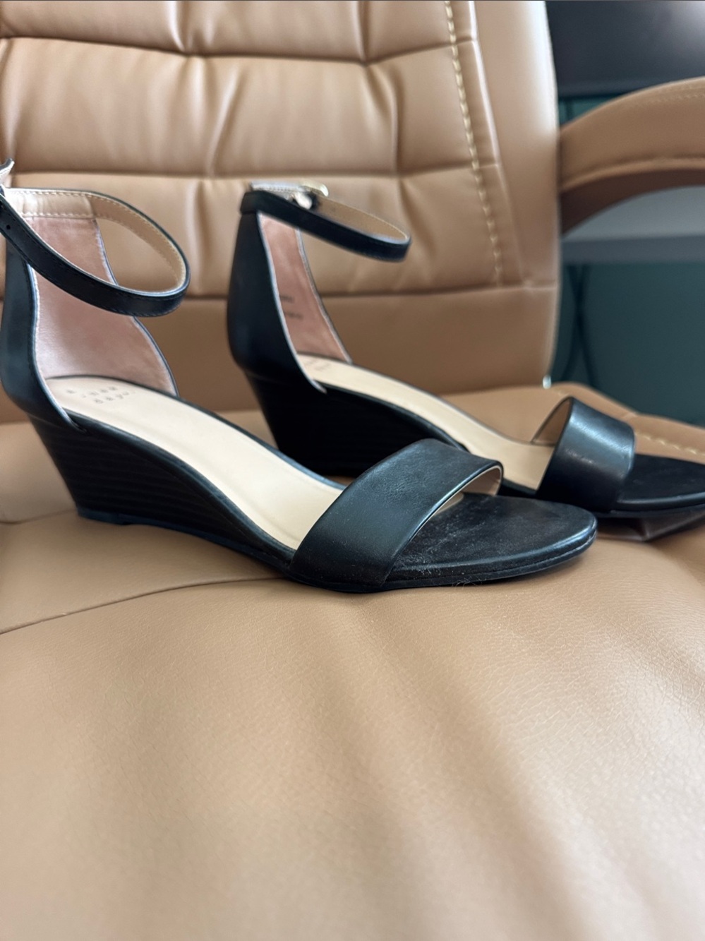 a new day Black Ankle-Strap Wedge Sandals NEW without Tag/never worn
